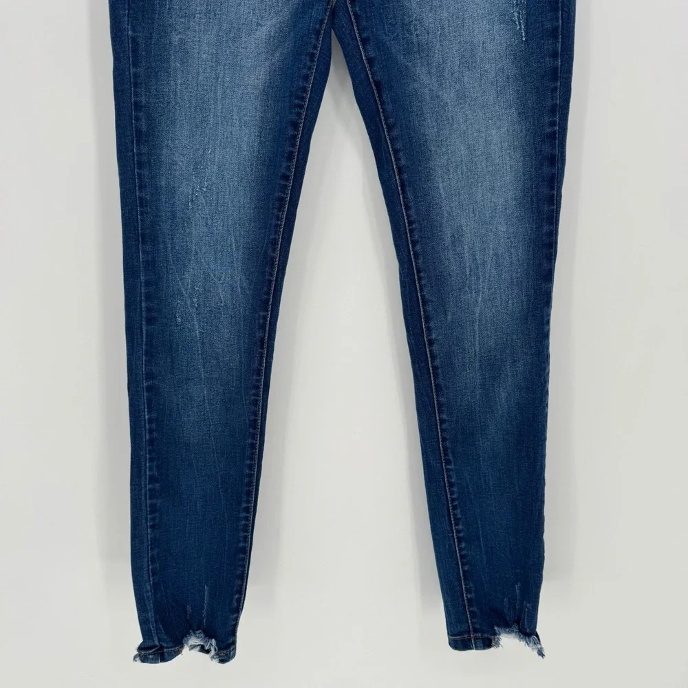 Wax Jean Womens Blue Distressed Skinny Ankle Jeans‎ Size 1  Raw Hem